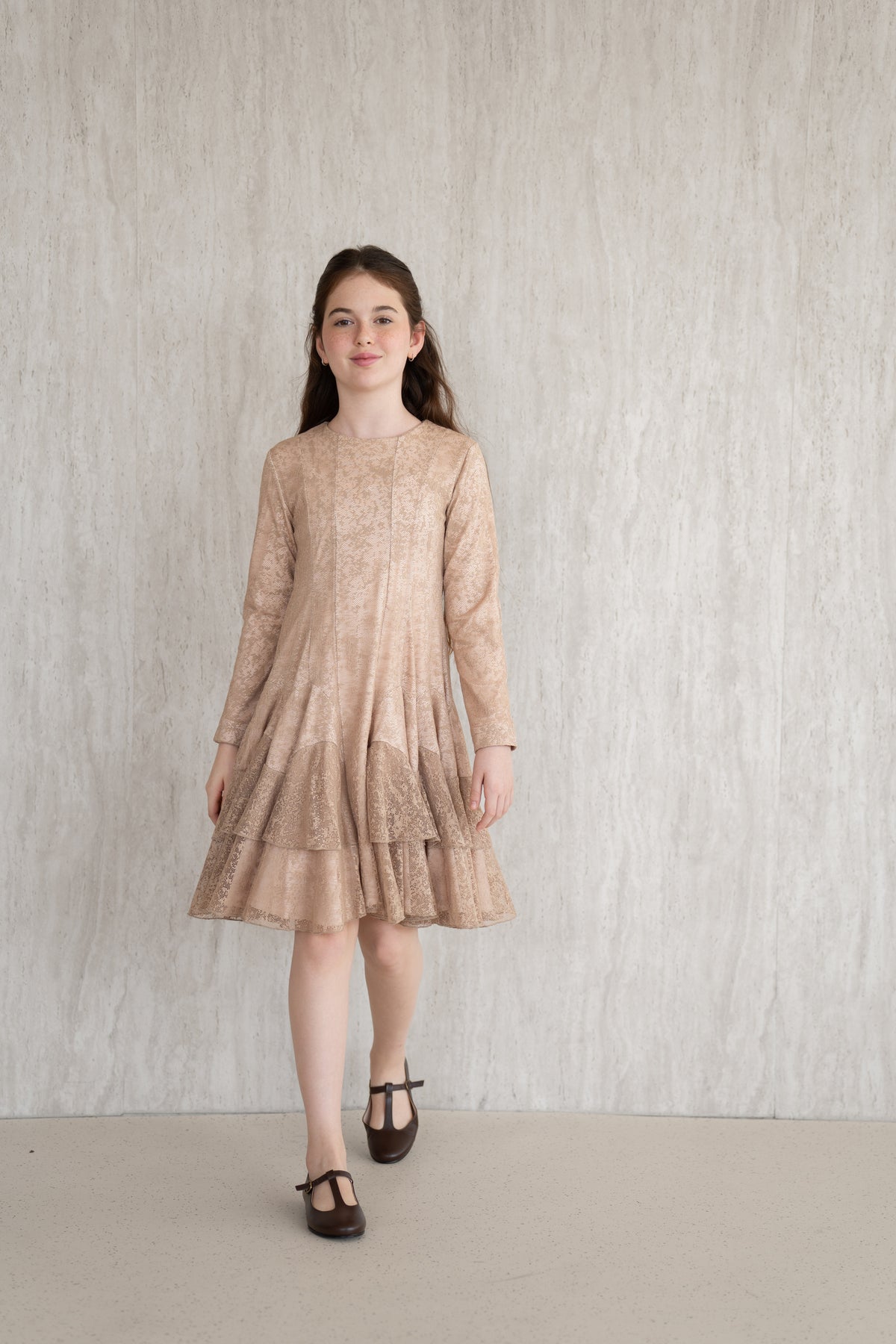 Mesh Tiered Dress - Mocha