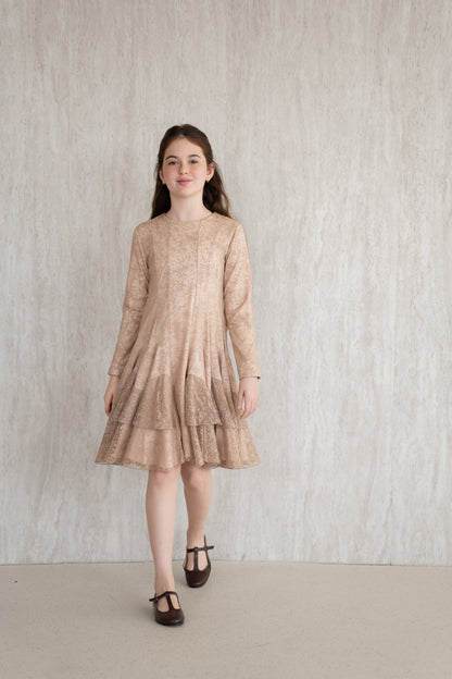Mesh Tiered Dress - Mocha