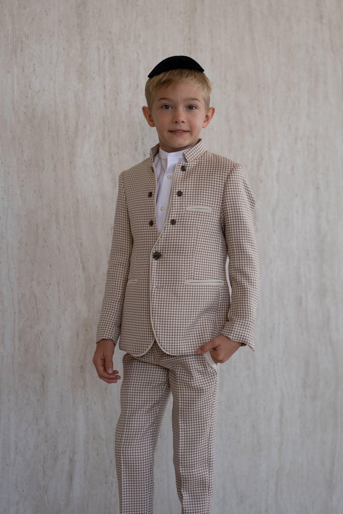 Pepita Tuxedo Jacket - Mocha