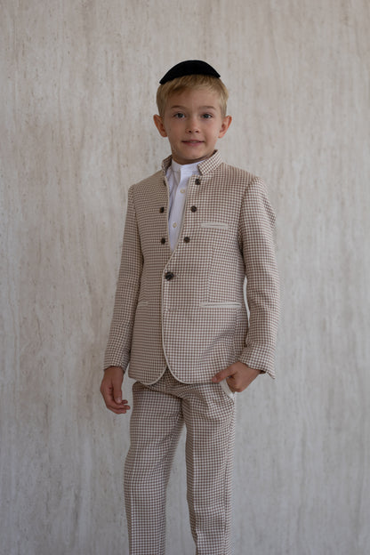 Pepita Tuxedo Jacket - Mocha