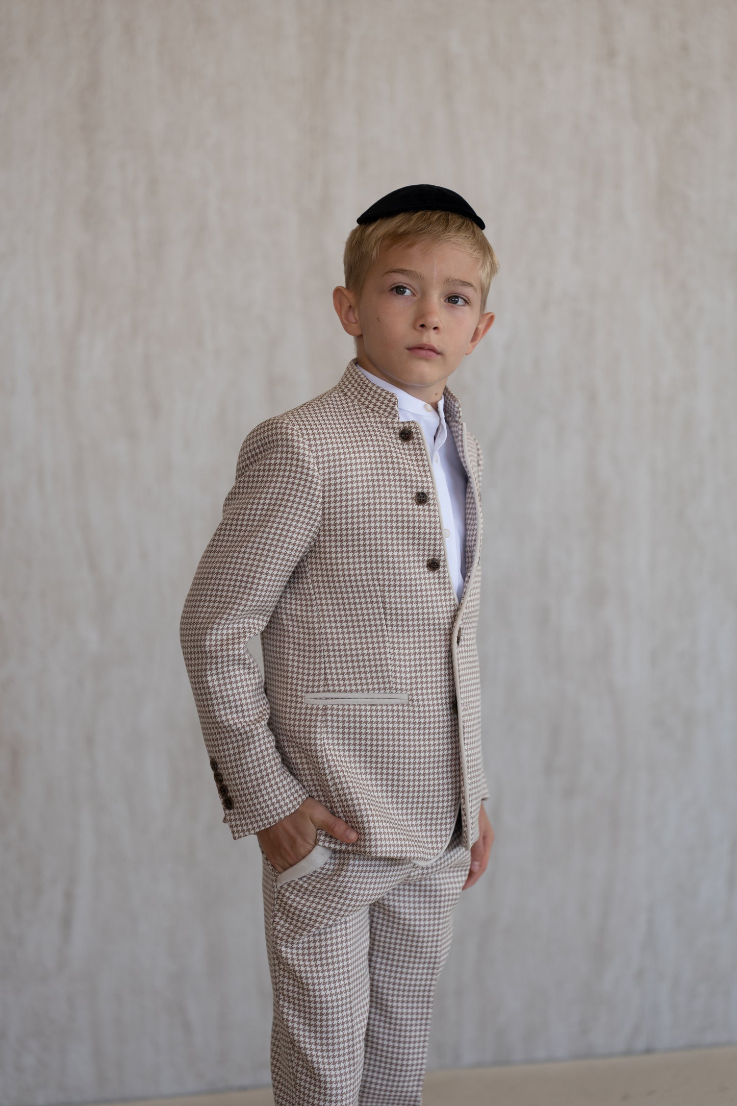 Pepita Tuxedo Jacket - Mocha