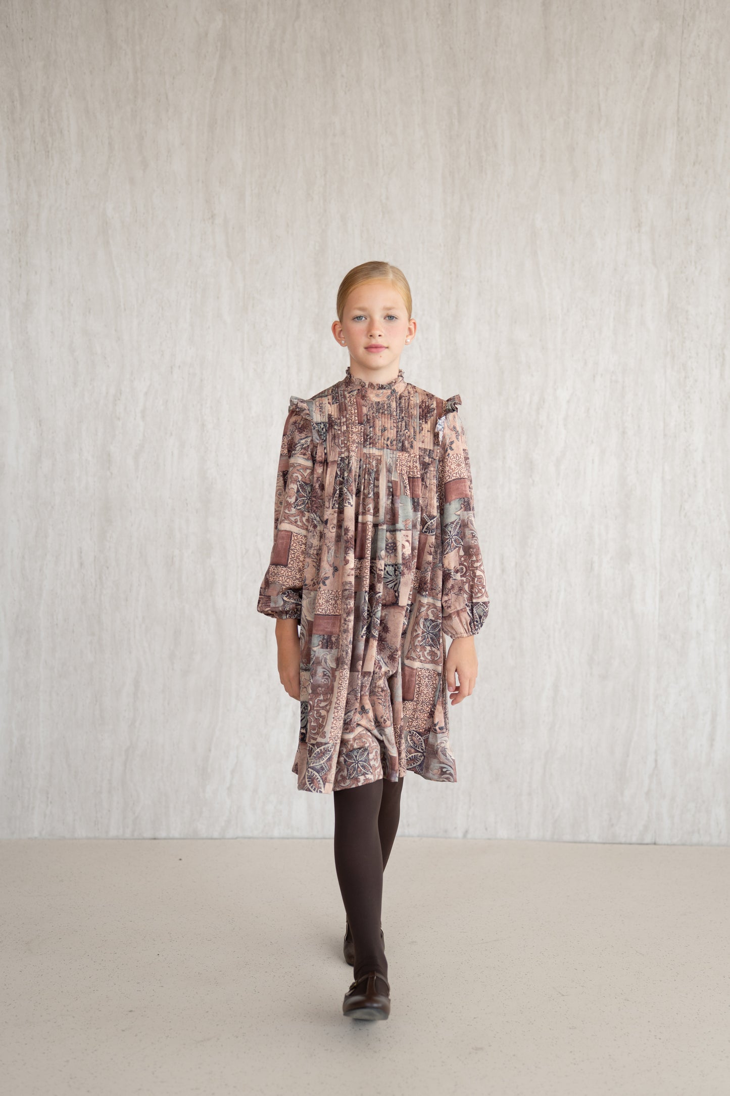 Papillon Pleated Dress - Brown