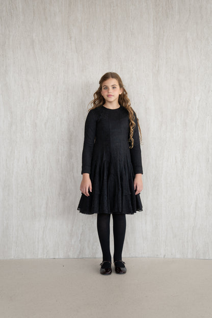 Mesh Tiered Dress - Black
