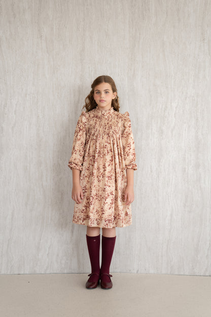Papillon Pleated Dress - Burgundy