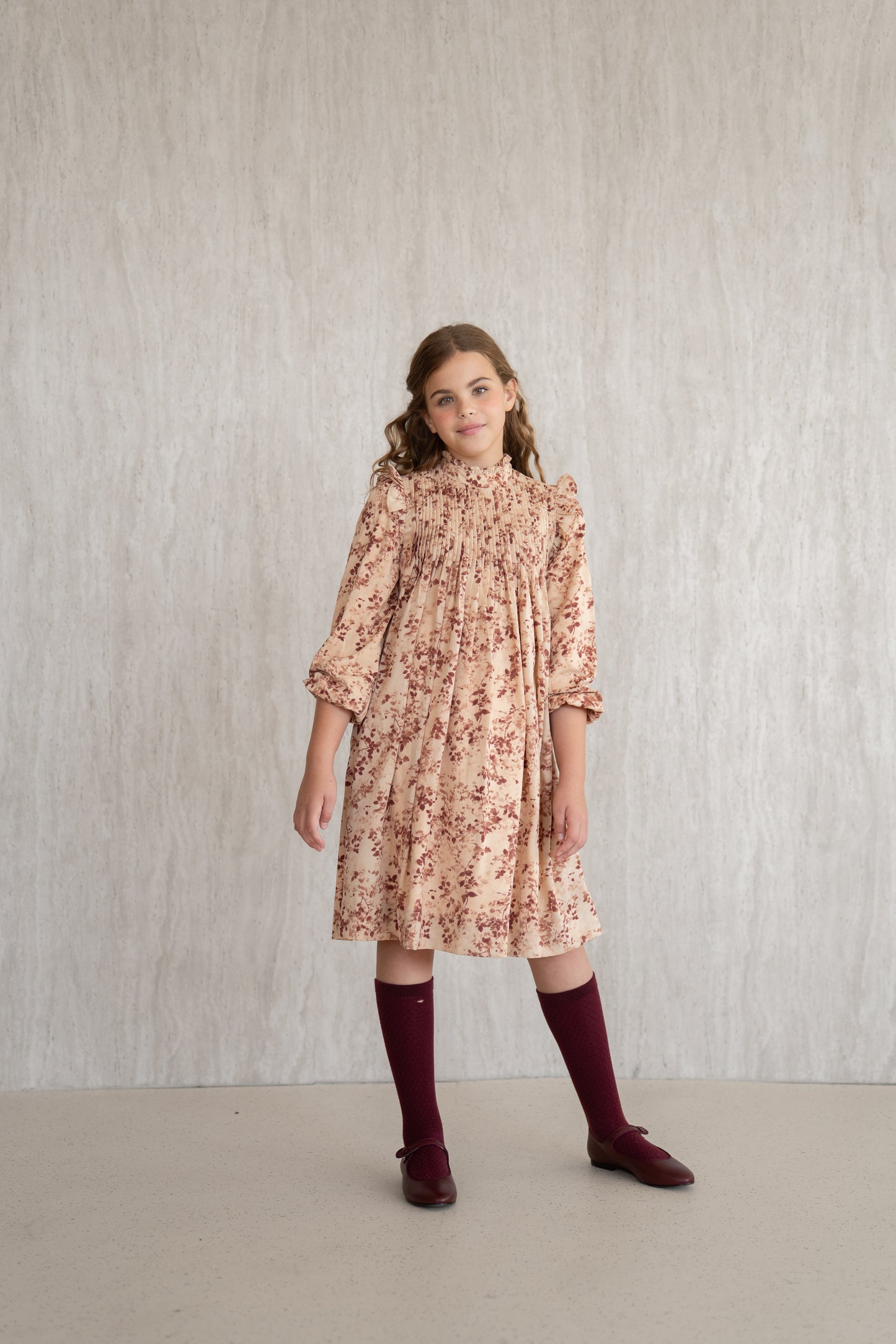 Papillon Pleated Dress - Burgundy