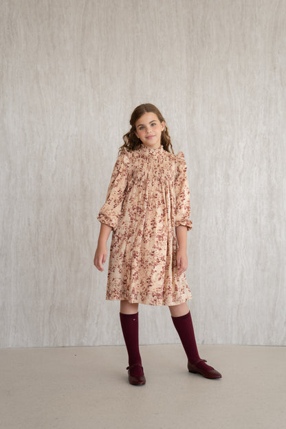 Papillon Pleated Dress - Burgundy