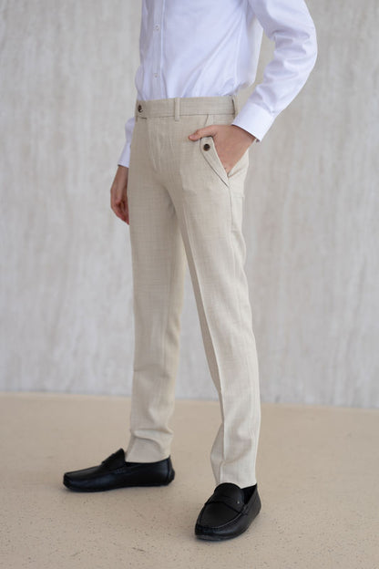 Diagonal Piping Trousers - Ivory