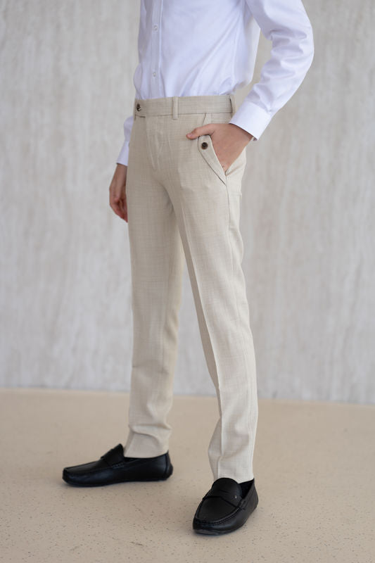 Diagonal Piping Trousers - Ivory