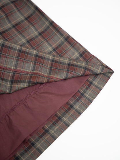 Plaid Dress - Burgundy