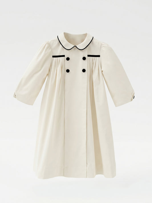 Pleated Flared Dress - Cream