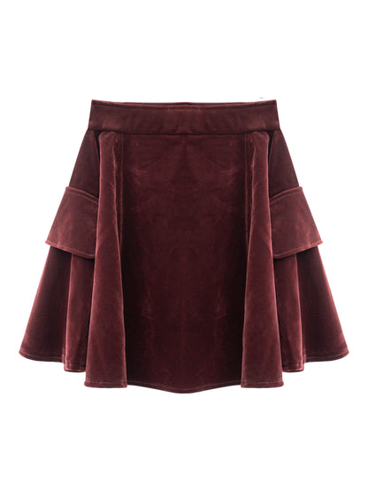 Velvet Wrap Skirt - Burgundy