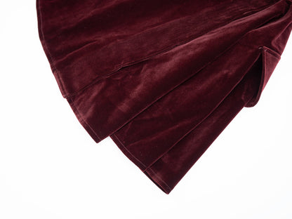 Velvet Wrap Skirt - Burgundy