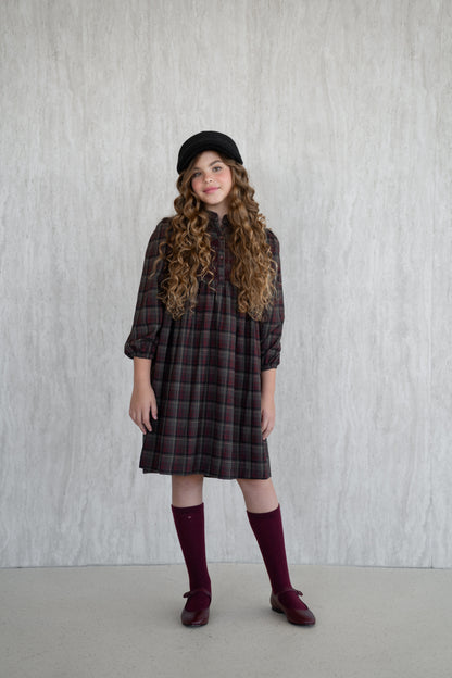 Plaid Dress - Burgundy