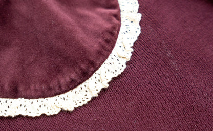 Velvet With Lace Romper - Burgundy