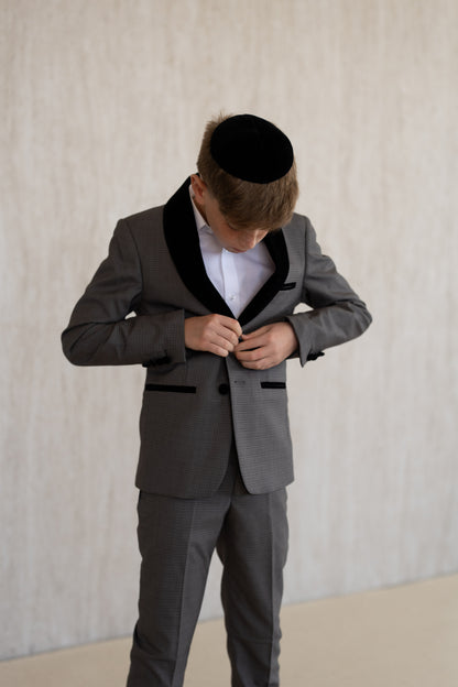 Velvet Lapel Jacket - Grey
