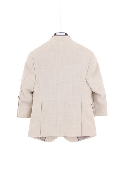 Asymmetric Tuxedo Jacket- Ivory