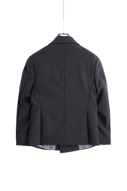 Double-Breasted Gold Buttons Jacket - Black