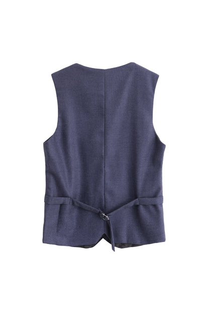 Honeycomb Textured Vest - Navy