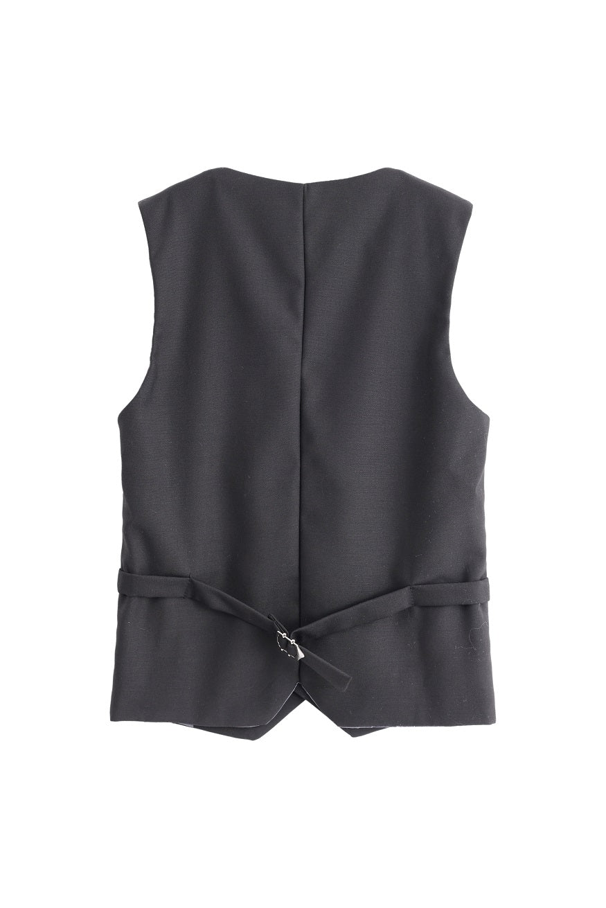 Gold Buttoned Vest - Black