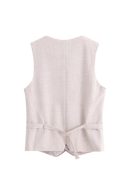 Piping Vest - Mocha