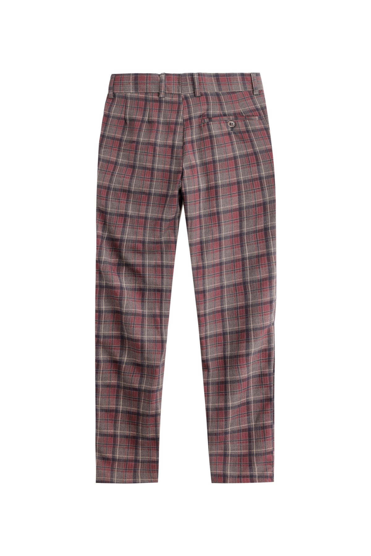 Textured Checkered Trousers - Burgundy