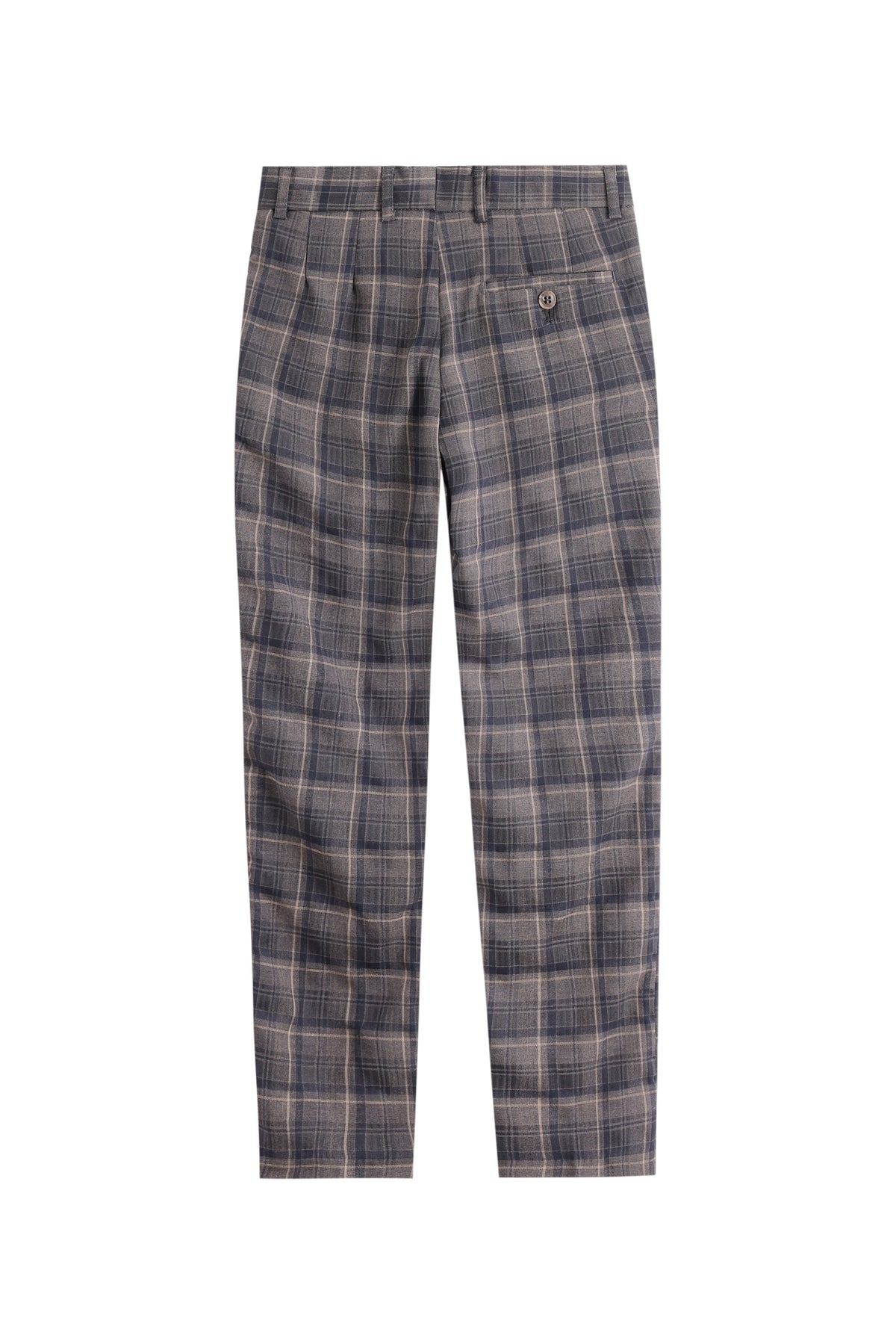 Textured Checkered Trousers - Navy