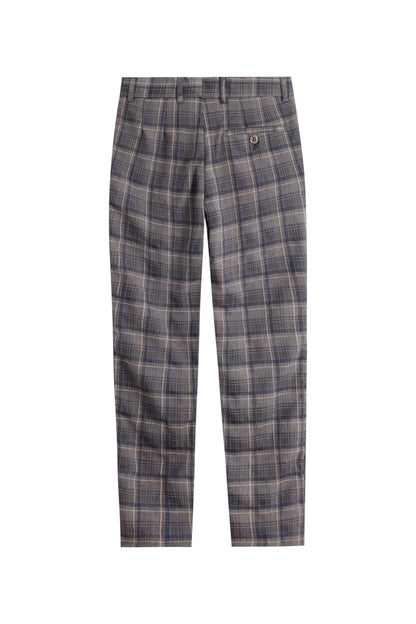 Textured Checkered Trousers - Navy