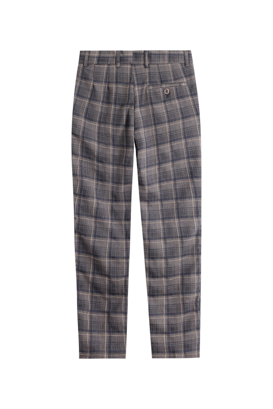 Textured Checkered Trousers - Navy
