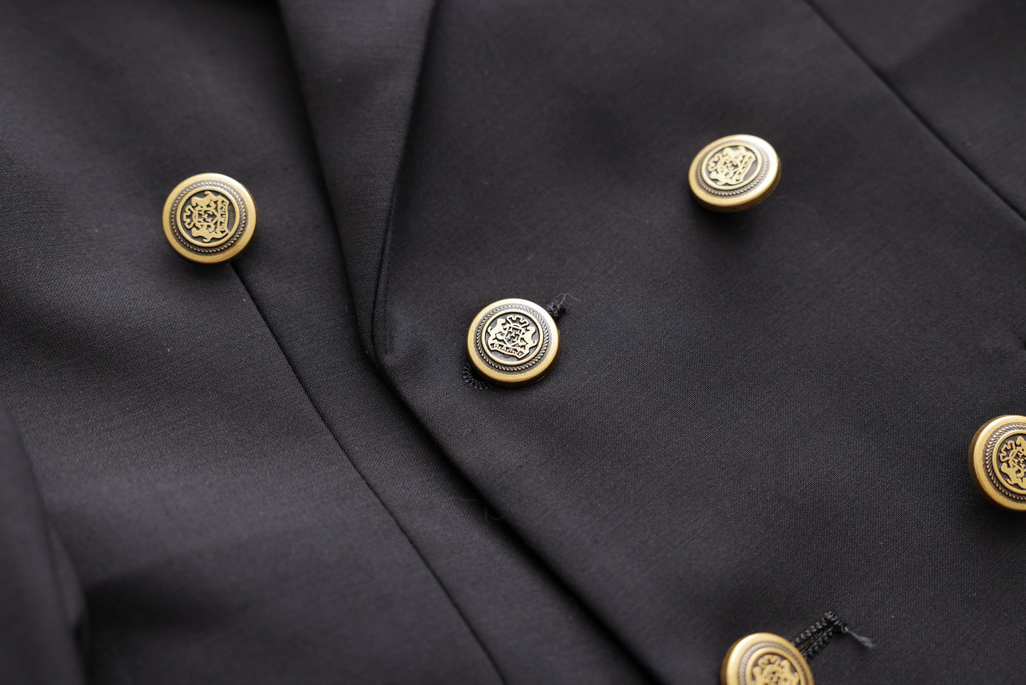 Double-Breasted Gold Buttons Jacket - Black