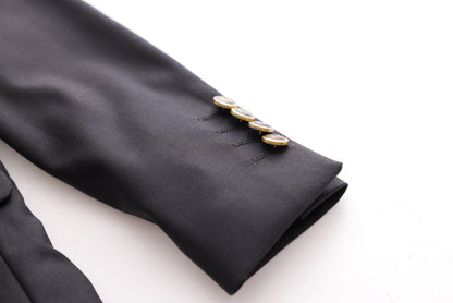 Double-Breasted Gold Buttons Jacket - Black