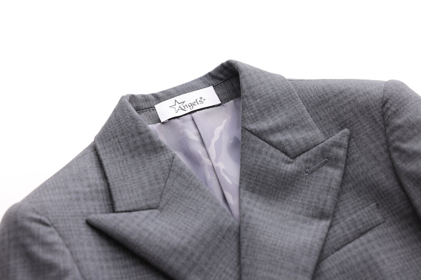 Double-Breasted Checkered Jacket - Grey