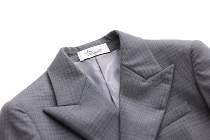 Double-Breasted Checkered Jacket - Grey