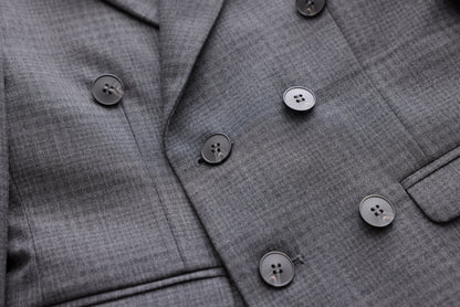 Double-Breasted Checkered Jacket - Grey