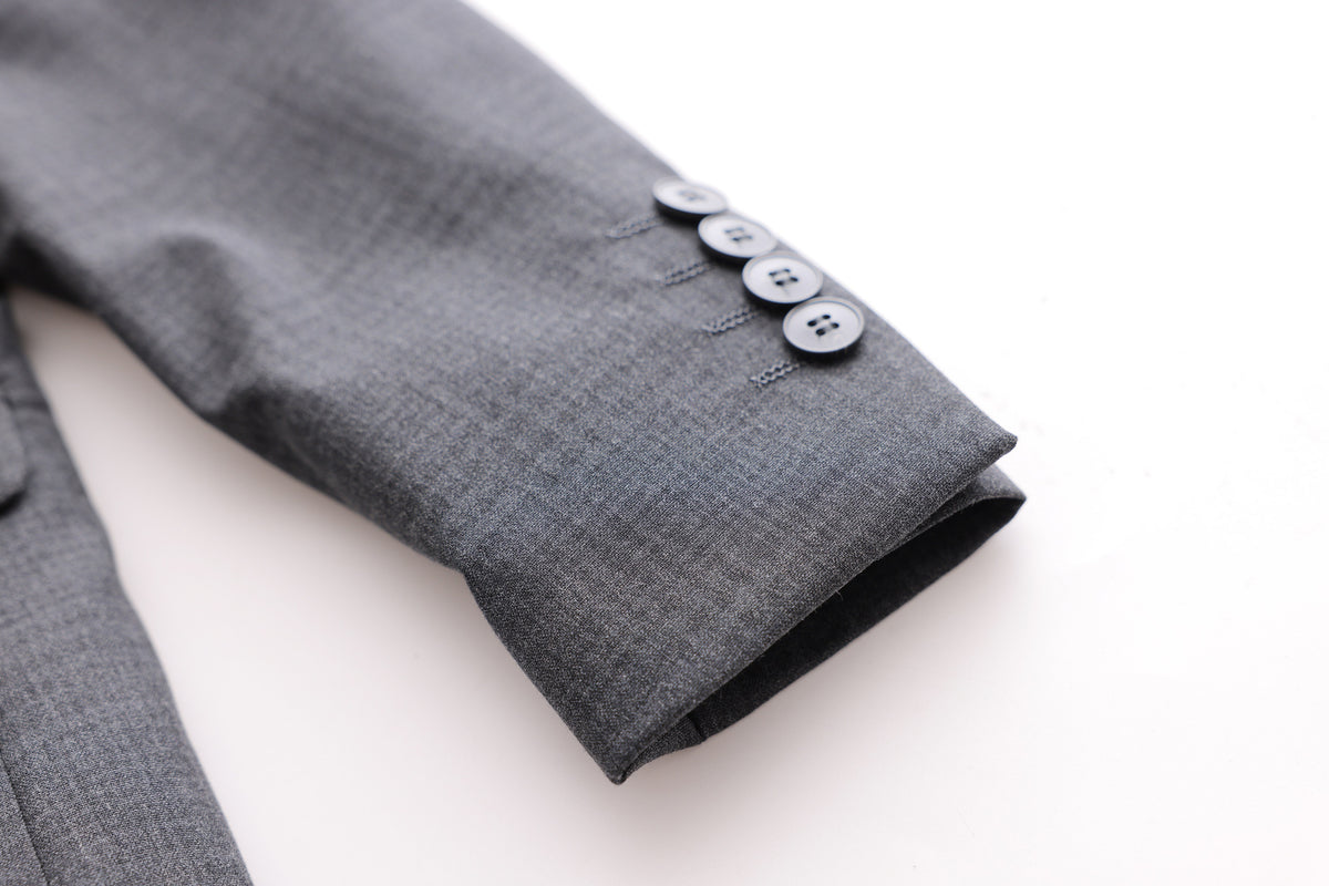 Double-Breasted Checkered Jacket - Grey