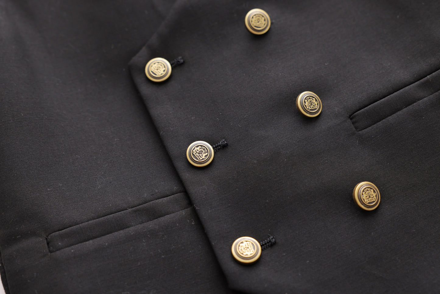 Gold Buttoned Vest - Black
