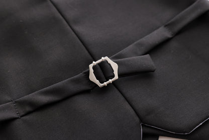 Gold Buttoned Vest - Black