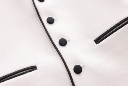 Piping Tuxedo Vest - White