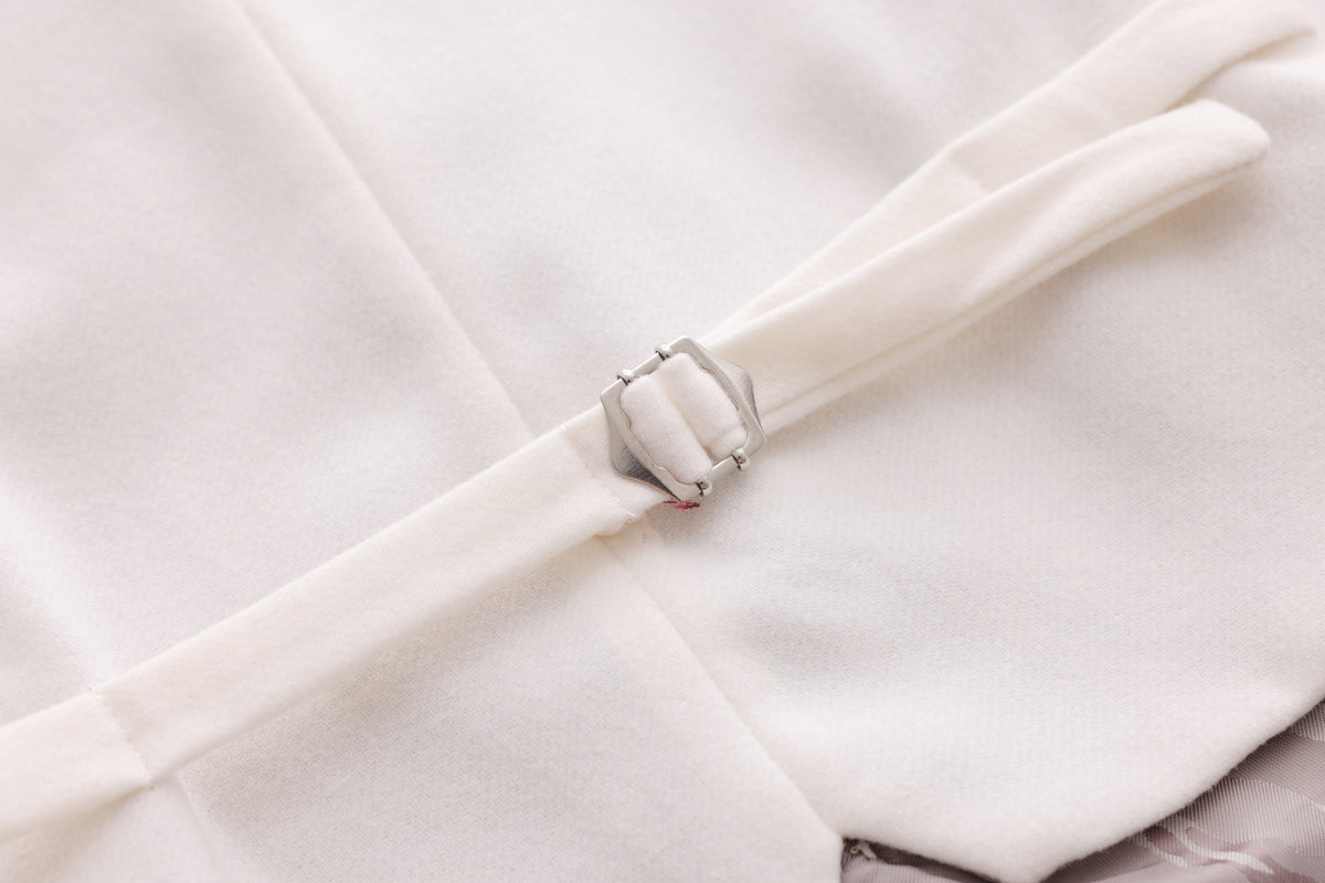 Piping Tuxedo Vest - White