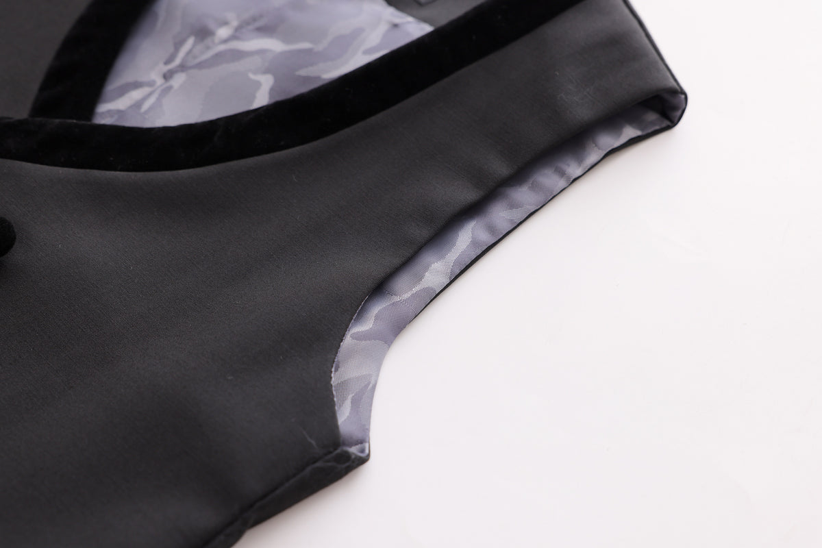 Velvet Lapel Vest - Black