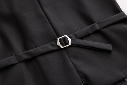 Velvet Lapel Vest - Black