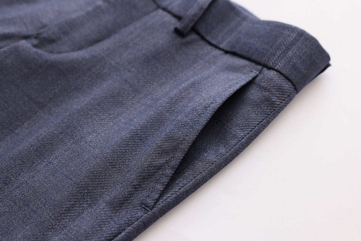Checkered Trousers - Navy