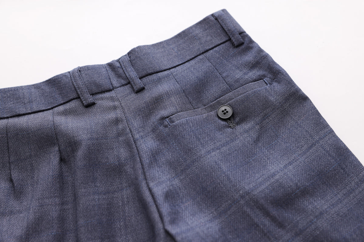 Checkered Trousers - Navy