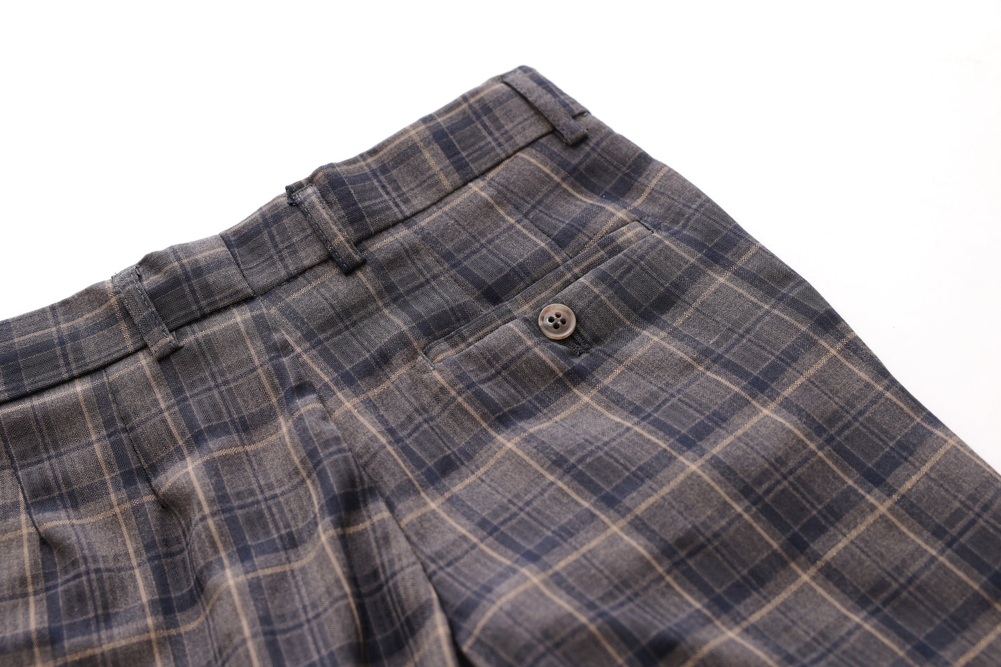 Textured Checkered Trousers - Navy