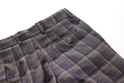 Textured Checkered Trousers - Navy