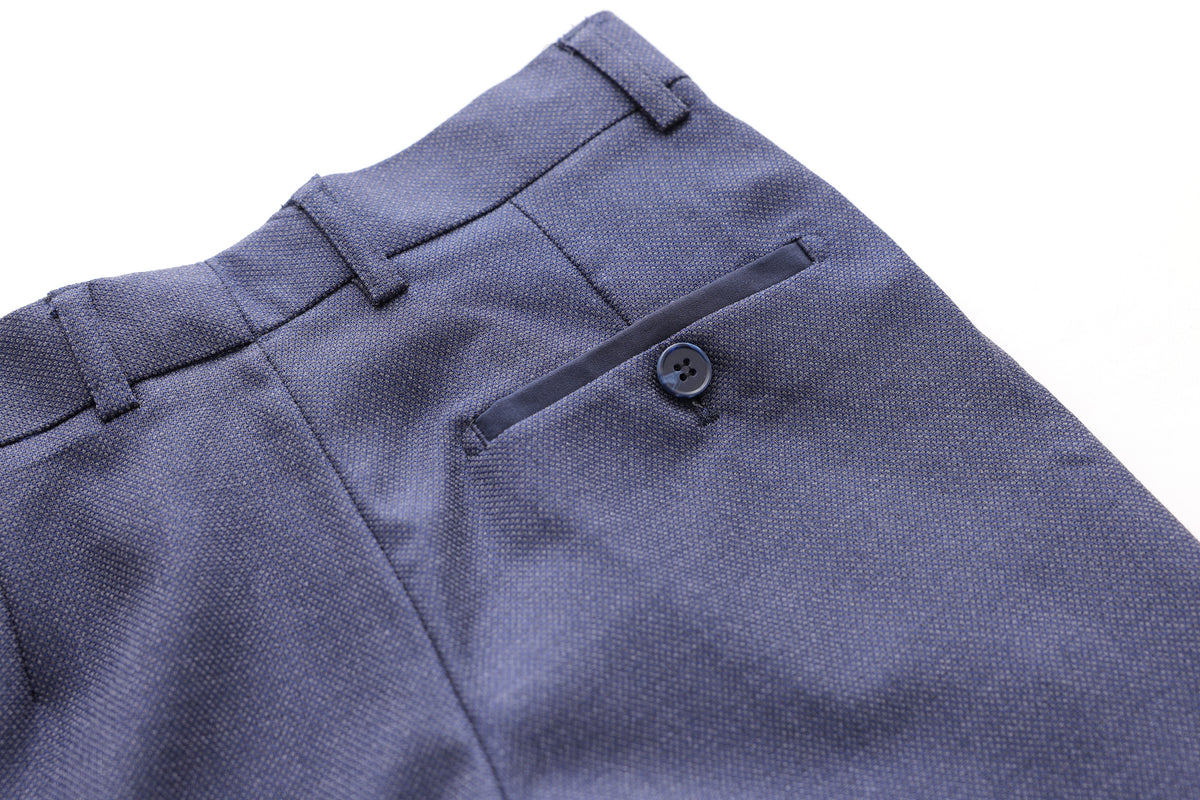 Honeycomb Textured Trousers - Navy