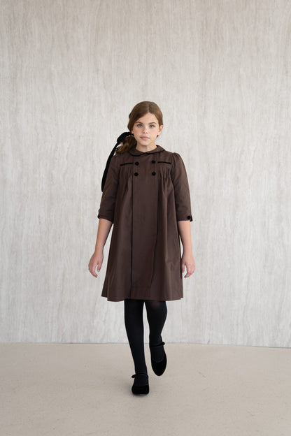 Pleated Flared Dress - Brown