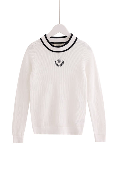 White Mesh Knit Sweater