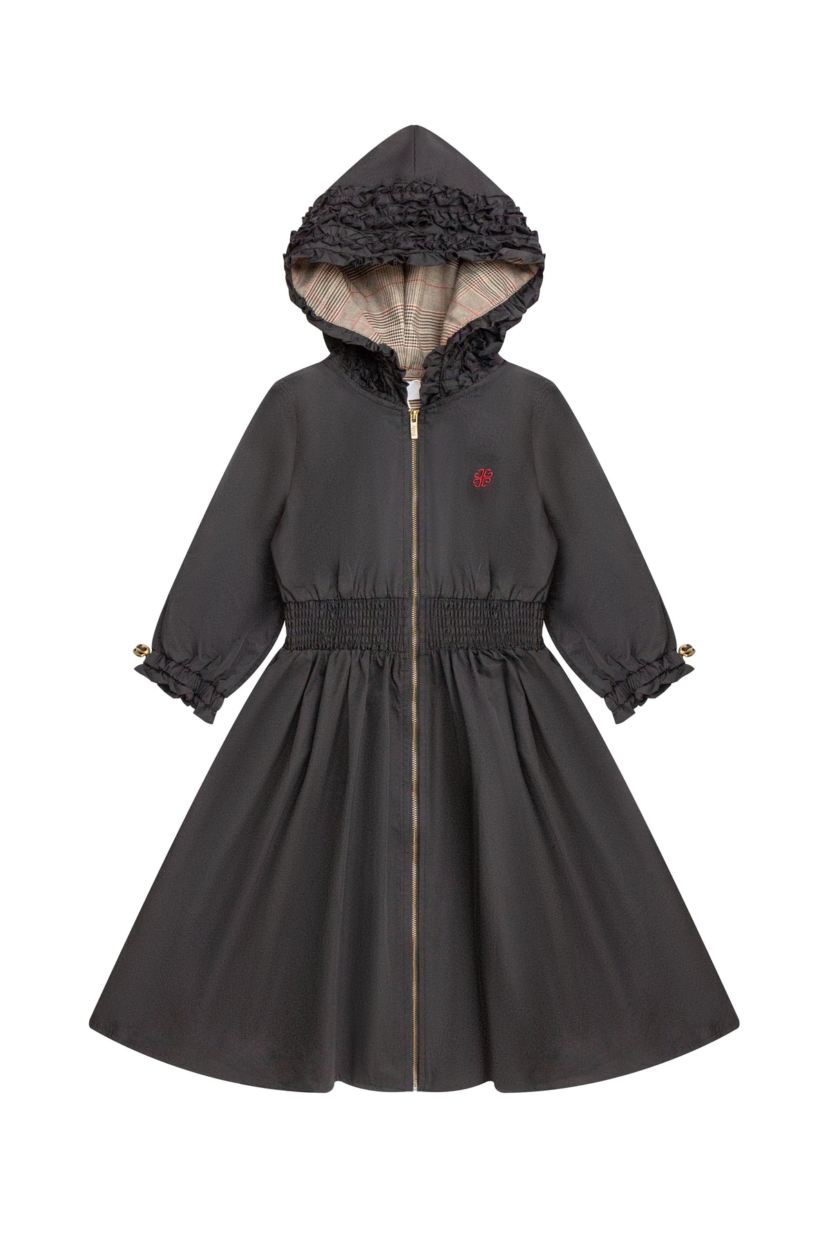 Nylon Hooded Dress - Black