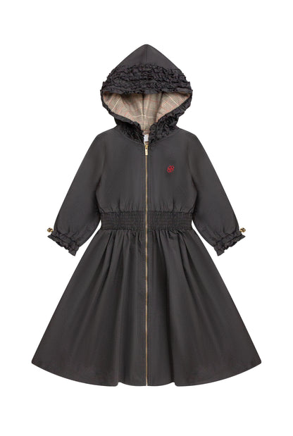 Nylon Hooded Dress - Black