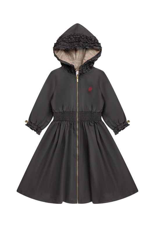 Nylon Hooded Dress - Black